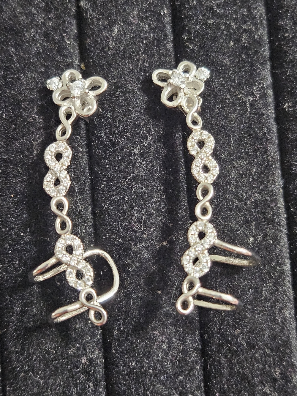 925S Crystal Flower Climber Earrings